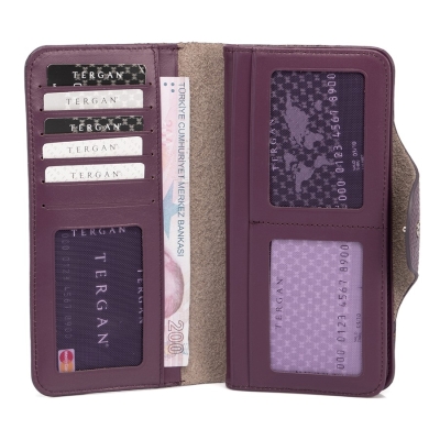 Tergan Mor Deri Kadın Cüzdan 5767F9V - 3