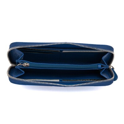 Tergan Saks Mavi Deri Kadın Cüzdanı 5734H0Y - 3