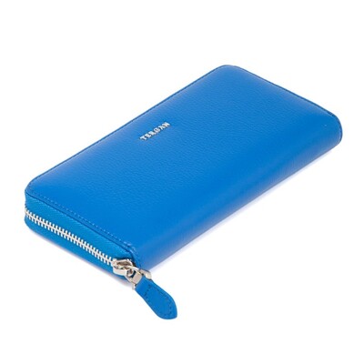 Tergan Saks Mavi Deri Kadın Cüzdanı 5777K1E - 1