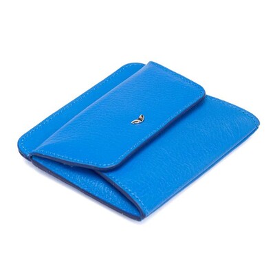 Tergan Saks Mavi Deri Unisex Kredi Kartlık 1581K1E - 1