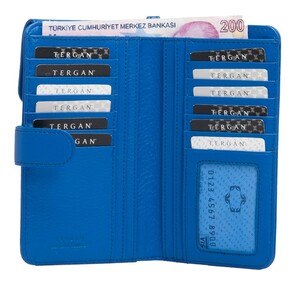 Tergan Saks Mavi Deri Unisex Portföy Çanta 1614K1E - Tergan (1)