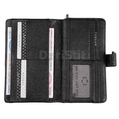 Tergan Siyah Bayan Deri Cüzdan - 5726A6F - 2