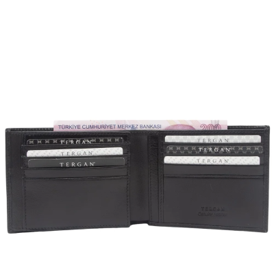 Tergan Siyah Deri Erkek Cüzdan 1464B06 - 2