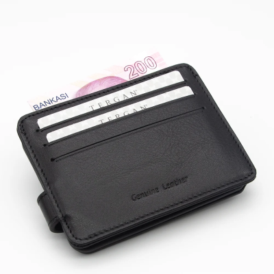 Tergan Siyah Deri Erkek Cüzdan 1658B06 - 2