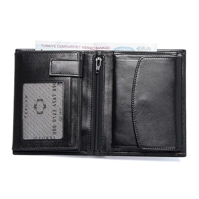 Tergan Siyah Deri Erkek Cüzdanı 01247B06 - 2
