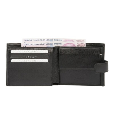 Tergan Siyah Deri Erkek Cüzdanı 1557A97 - 2