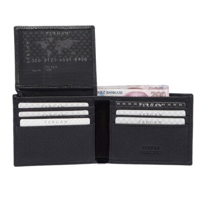Tergan Siyah Deri Erkek Cüzdanı 1648A41 - 3
