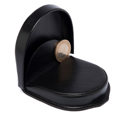 Tergan Siyah Deri Unisex Bozuk Paralık 1618B06 - 2