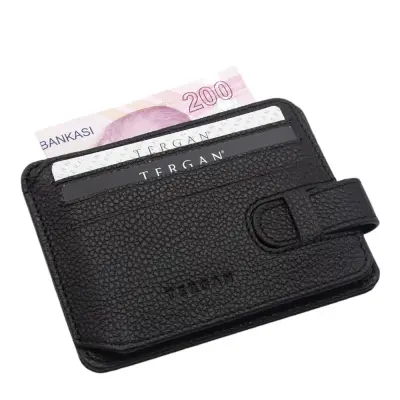 Tergan Siyah Deri Unisex Kredi Kartlık 01533U9G - 2