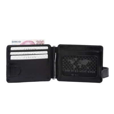 Tergan Siyah Deri Unisex Kredi Kartlık 1637B06 - 2