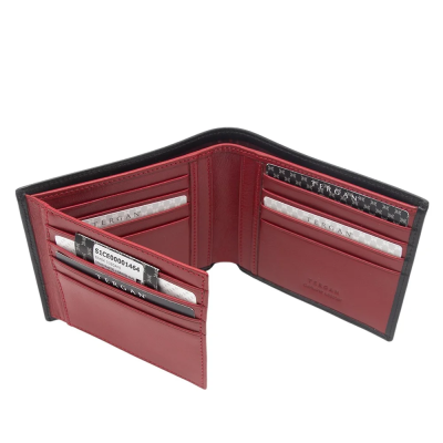 Tergan Siyah-Kırmızı Deri Erkek Cüzdanı 1464I13 - 3