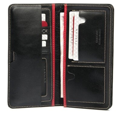 Tergan Siyah-Kırmızı Deri Erkek Cüzdanı 1592I13 - 2