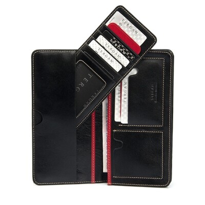 Tergan Siyah-Kırmızı Deri Erkek Cüzdanı 1592I13 - 3