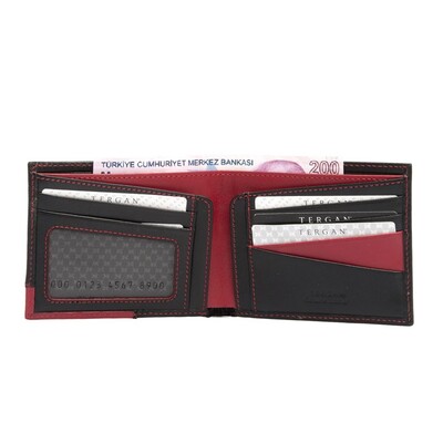 Tergan Siyah-Kırmızı Deri Erkek Cüzdanı 1613I13 - 2