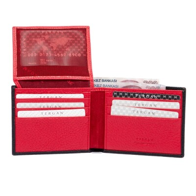 Tergan Siyah-Kırmızı Deri Erkek Cüzdanı 1648S6L - 3