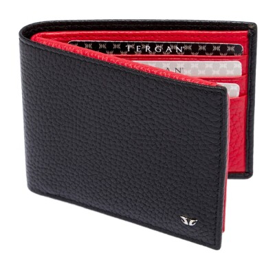 Tergan Siyah-Kırmızı Deri Erkek Cüzdanı 1648S6L - 4