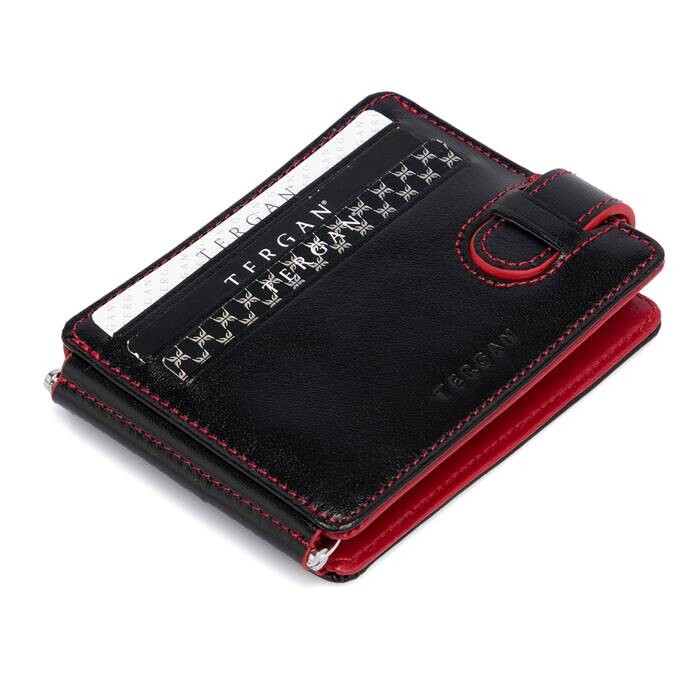 Tergan Siyah-kırmızı Deri Unisex Kredi Kartlık 01637ı13