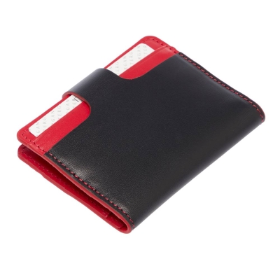 Tergan Siyah-Kırmızı Unisex Deri Kredi Kartlık 1653U2E - 3