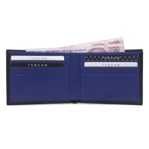 Tergan Siyah-Sax Deri Erkek Cüzdanı 01211K1B - Tergan (1)