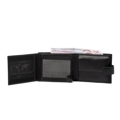 Tergan Siyah Unisex Deri Cüzdanı 1638A97 - 3