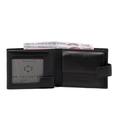 Tergan Siyah Unisex Deri Cüzdanı 1638A97 - 2