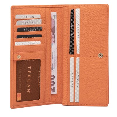 Tergan Turuncu Deri Kadın Cüzdanı 5685J35 - 3